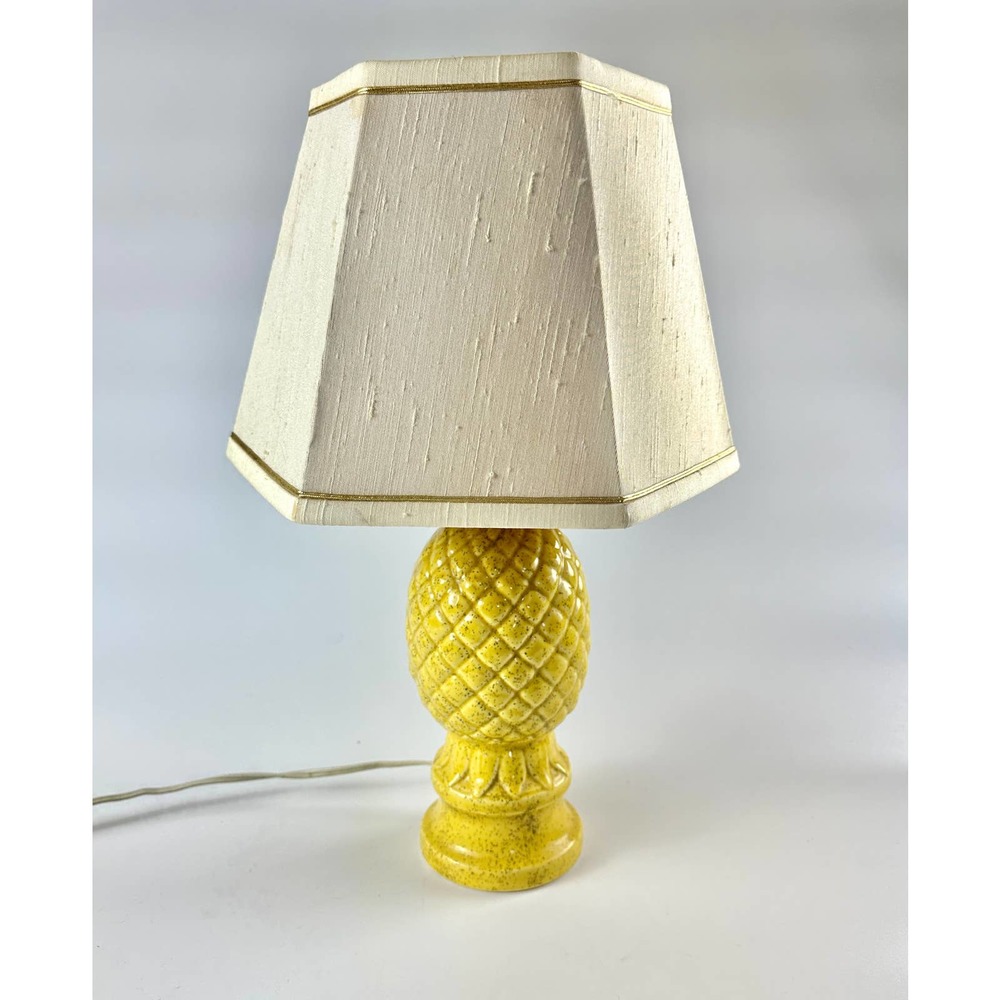 Vintage Yellow Speckled Ceramic Pineapple Table Lamp PARTS ONLY